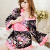 Japanese Kimono Cuties Dress (Black with Pink Flower)